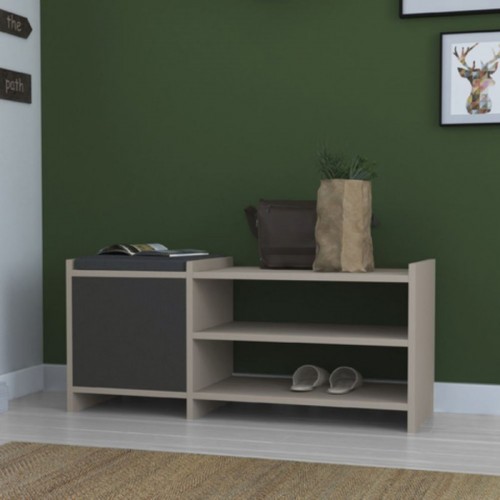 Panca Portascarpe in Legno con Cuscino Imbottito Mobile Ingresso Moka