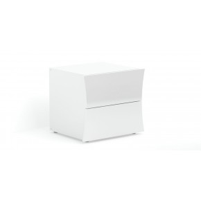 Comodino 2 Cassetti in Legno Bianco Lucido Design Camera da Letto Minimal 2