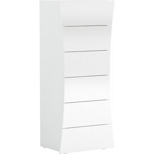 Settimino a 6 Cassetti Bianco Lucido Cassettiera Alta in Legno per Camera