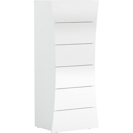 Settimino a 6 Cassetti Bianco Lucido Cassettiera Alta in Legno per Camera