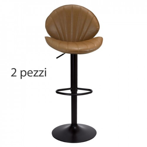 Set di 2 Sgabelli Bar con Altezza Regolabile Struttura a Piede Tortora