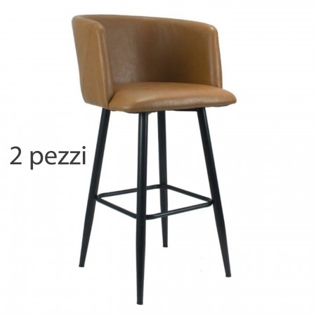 2 Sedie con Seduta in Ecopelle Grigio Set di Sgabelli Alti da Bar