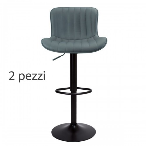 Set di 2 Sgabelli Altezza Regolabile con Seduta Grigio in Ecopelle da Bar