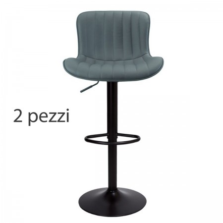 Set di 2 Sgabelli Altezza Regolabile con Seduta Grigio in Ecopelle da Bar