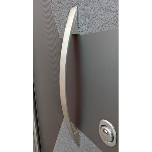 Maniglione Curvo 60cm Argento Piatto Mezzaluna per Porta Blindata da Ingresso