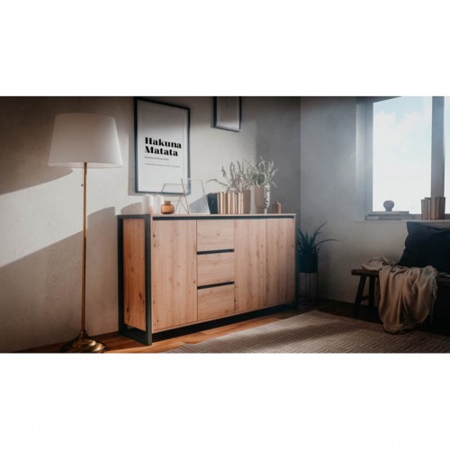 Credenza Madia con Cassetti e Ante Mobile in Legno Quercia Buffet Madia