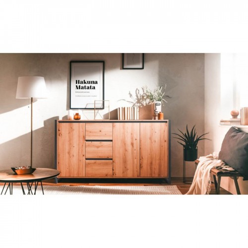 Credenza Madia con Cassetti e Ante Mobile in Legno Quercia Buffet Madia