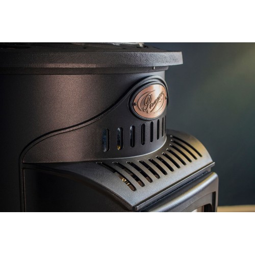 Stufa a Gas 3.4 Kw Effetto Fiamma Vera Nero Matt con Controllo Calore