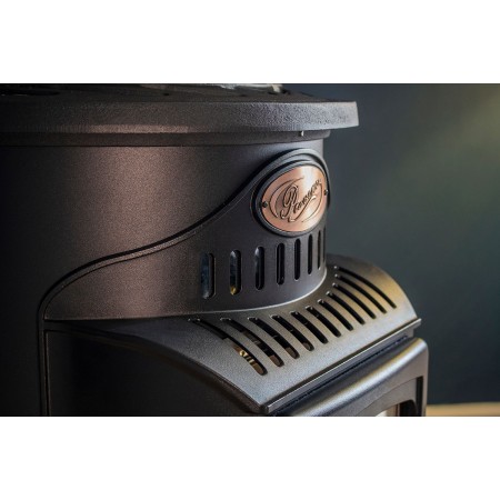 Stufa a Gas 3.4 Kw Effetto Fiamma Vera Nero Matt con Controllo Calore
