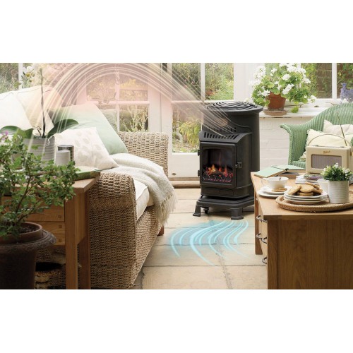 Stufa a Gas 3.4 Kw Effetto Fiamma Vera Nero Matt con Controllo Calore