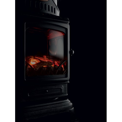 Stufa a Gas 3.4 Kw Effetto Fiamma Vera Nero Matt con Controllo Calore