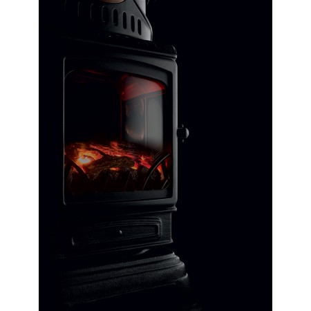 Stufa a Gas 3.4 Kw Effetto Fiamma Vera Nero Matt con Controllo Calore