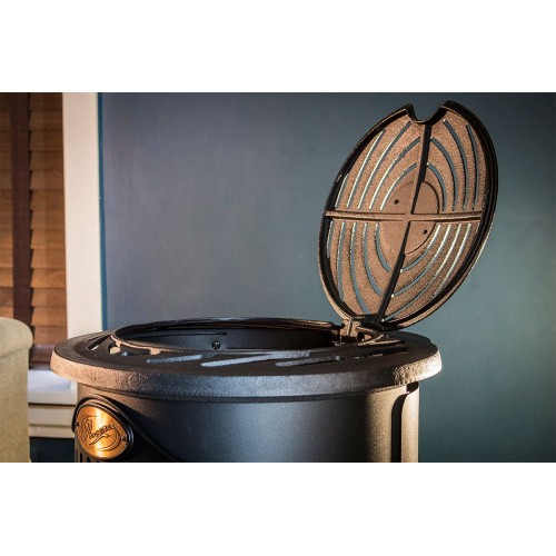 Stufa a Gas 3.4 Kw Effetto Fiamma Vera Nero Matt con Controllo Calore