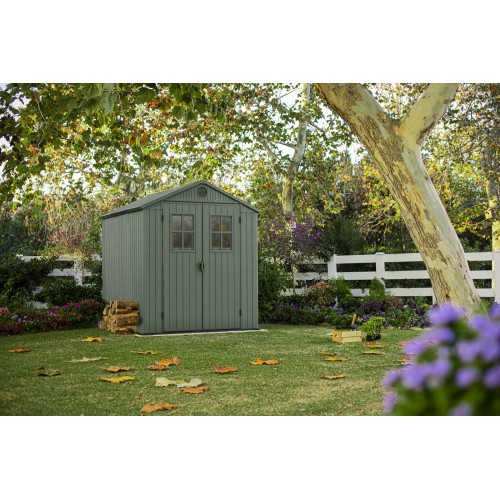 Casetta da Giardino 190x183x221 cm EVOTECH Effetto Legno con Finestre