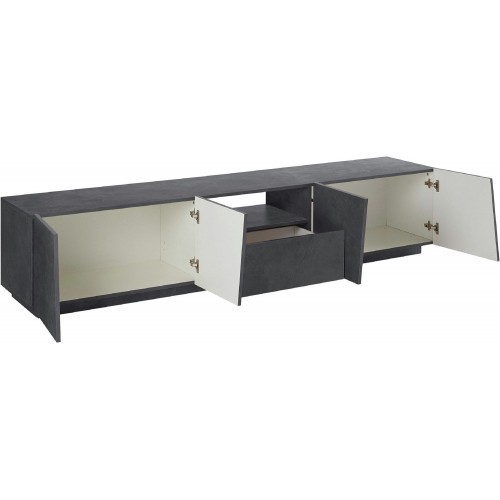 Mobile Porta TV con 4 Ante Madia Bassa Ardesia 220 cm per Soggiorno