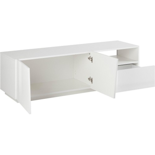 Mobile Porta TV Bianco Madia con 2 Ante 150 cm Bassa per Soggiorno
