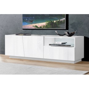 Mobile Porta TV Bianco Madia con 2 Ante 150 cm Bassa per Soggiorno
