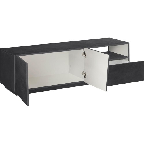 Mobile Porta TV Madia 150 cm Bassa con 2 Ante per Soggiorno Ardesia