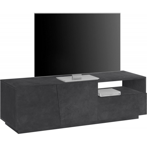Mobile Porta TV Madia 150 cm Bassa con 2 Ante per Soggiorno Ardesia