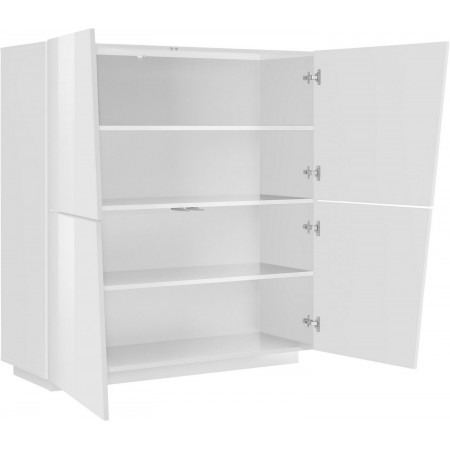 Credenza da Ingresso Madia 120 cm Laccato Bianco Mobile con 4 Ante