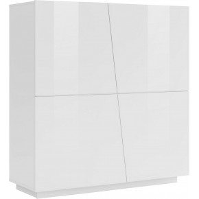 Credenza da Ingresso Madia 120 cm Laccato Bianco Mobile con 4 Ante 2