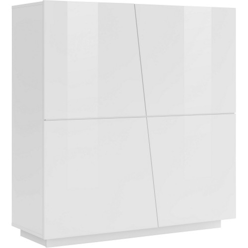 Credenza da Ingresso Madia 120 cm Laccato Bianco Mobile con 4 Ante