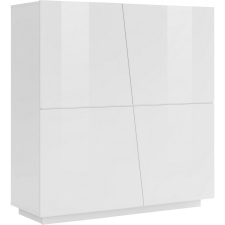 Credenza da Ingresso Madia 120 cm Laccato Bianco Mobile con 4 Ante