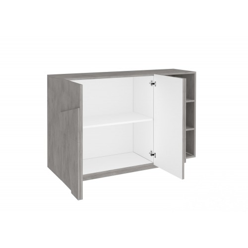 Madia da Ingresso 120 cm Credenza Grigio Cemento con Ante e Ripiani