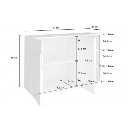 Madia da Ingresso 120 cm Credenza Grigio Cemento con Ante e Ripiani