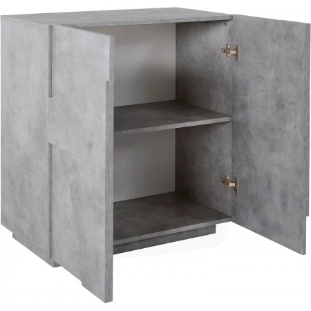 Credenza Bassa da Ingresso 80 cm Madia Grigio Cemento Mobile con Ante