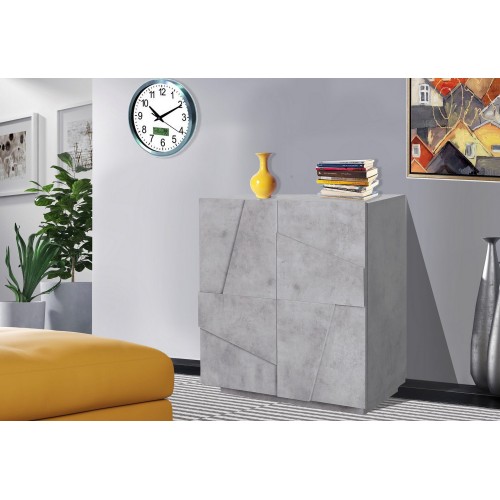 Credenza Bassa da Ingresso 80 cm Madia Grigio Cemento Mobile con Ante