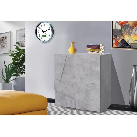 Credenza Bassa da Ingresso 80 cm Madia Grigio Cemento Mobile con Ante
