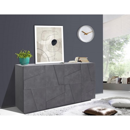 Mobile Basso 160 cm Credenza in Legno Ardesia Madia con Ante da Soggiorno