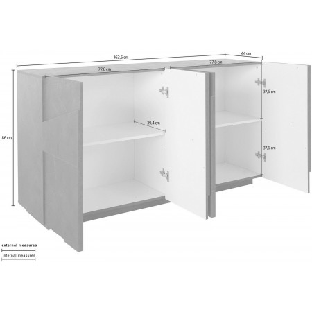 Mobile Basso 160 cm Credenza in Legno Ardesia Madia con Ante da Soggiorno