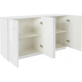 Mobile Basso 160 cm Credenza Bianco Laccato Madia in Legno con 4 Ante 2