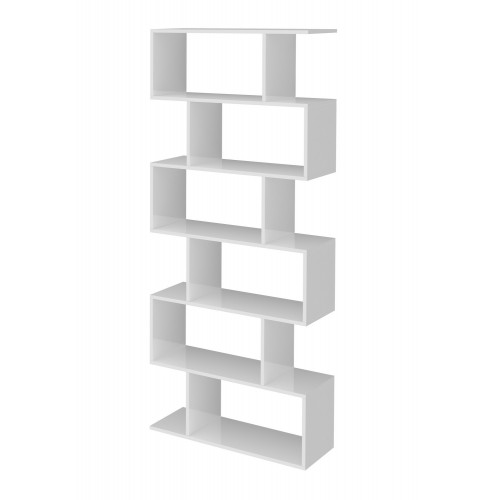 Libreria a Giorno Mobile Moderno Bianco Lucido in Legno per Ufficio