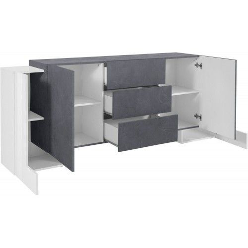 Credenza con Ante e Cassetti da 210 Bianco e Grigio Madia per Ingresso