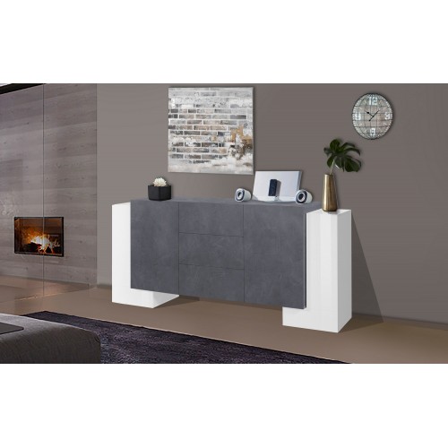 Credenza con Ante e Cassetti da 210 Bianco e Grigio Madia per Ingresso
