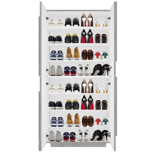 Scarpiera Grigio in Legno a 4 Ante per 32 Paia di Scarpe Mobile Grande