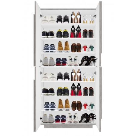 Scarpiera Grigio in Legno a 4 Ante per 32 Paia di Scarpe Mobile Grande