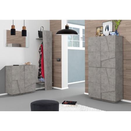 Scarpiera Grigio in Legno a 4 Ante per 32 Paia di Scarpe Mobile Grande