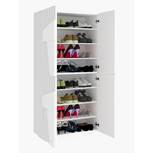 Scarpiera Grigio in Legno a 4 Ante per 32 Paia di Scarpe Mobile Grande