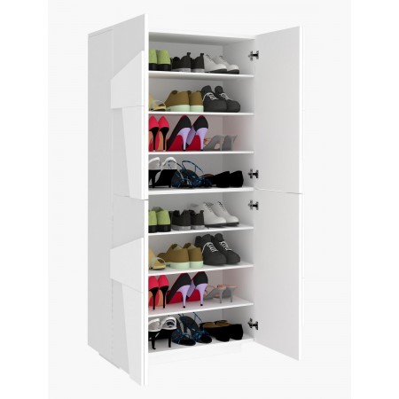 Scarpiera Grigio in Legno a 4 Ante per 32 Paia di Scarpe Mobile Grande