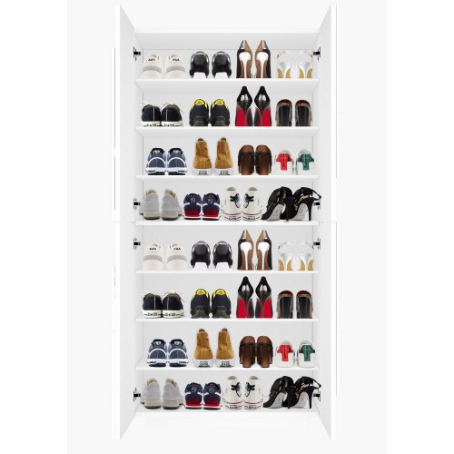 Scarpiera Grigio in Legno a 4 Ante per 32 Paia di Scarpe Mobile Grande