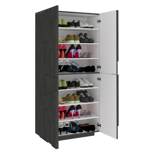 Scarpiera Grigio in Legno a 4 Ante per 32 Paia di Scarpe Mobile Grande