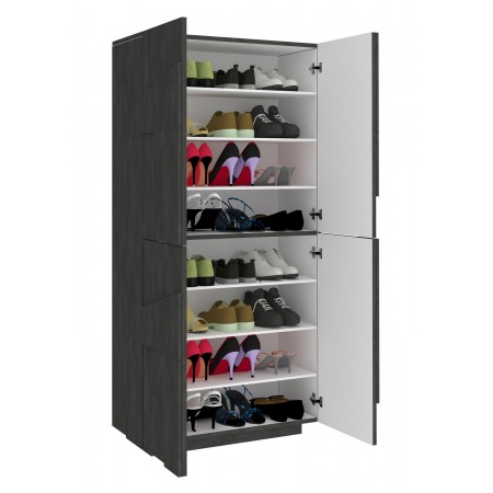 Scarpiera Grigio in Legno a 4 Ante per 32 Paia di Scarpe Mobile Grande