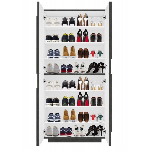 Scarpiera Grigio in Legno a 4 Ante per 32 Paia di Scarpe Mobile Grande