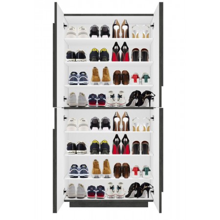 Scarpiera Grigio in Legno a 4 Ante per 32 Paia di Scarpe Mobile Grande