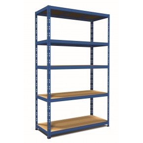 Scaffale ad Incastro in Metallo con 5 Ripiani 200 cm Scaffalatura Blu