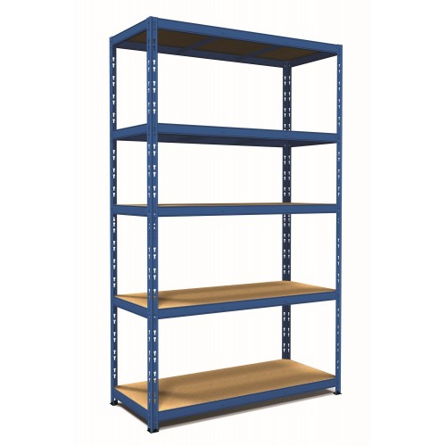 Scaffale ad Incastro in Metallo con 5 Ripiani 200 cm Scaffalatura Blu